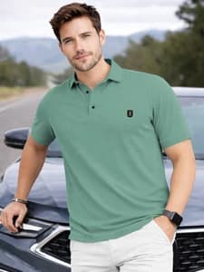 VeBNoR Solid Men Polo Neck Light Green T-Shirt - Buy VeBNoR Solid Men Polo Neck Light Green T-Shirt Online at Best Prices in India